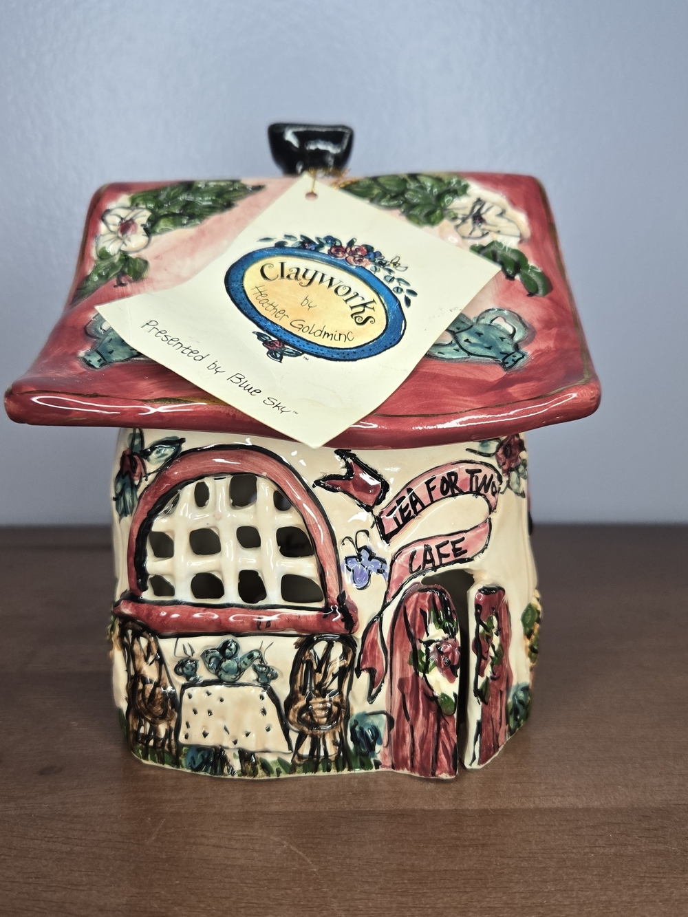 Red & Cream Ceramic Tea House Accent